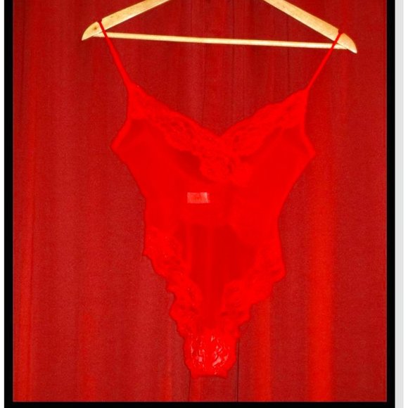 Victoria's Secret Other - 💥SOLD💥VS RED LACE NET BACKLESS THONG BODY SUIT
